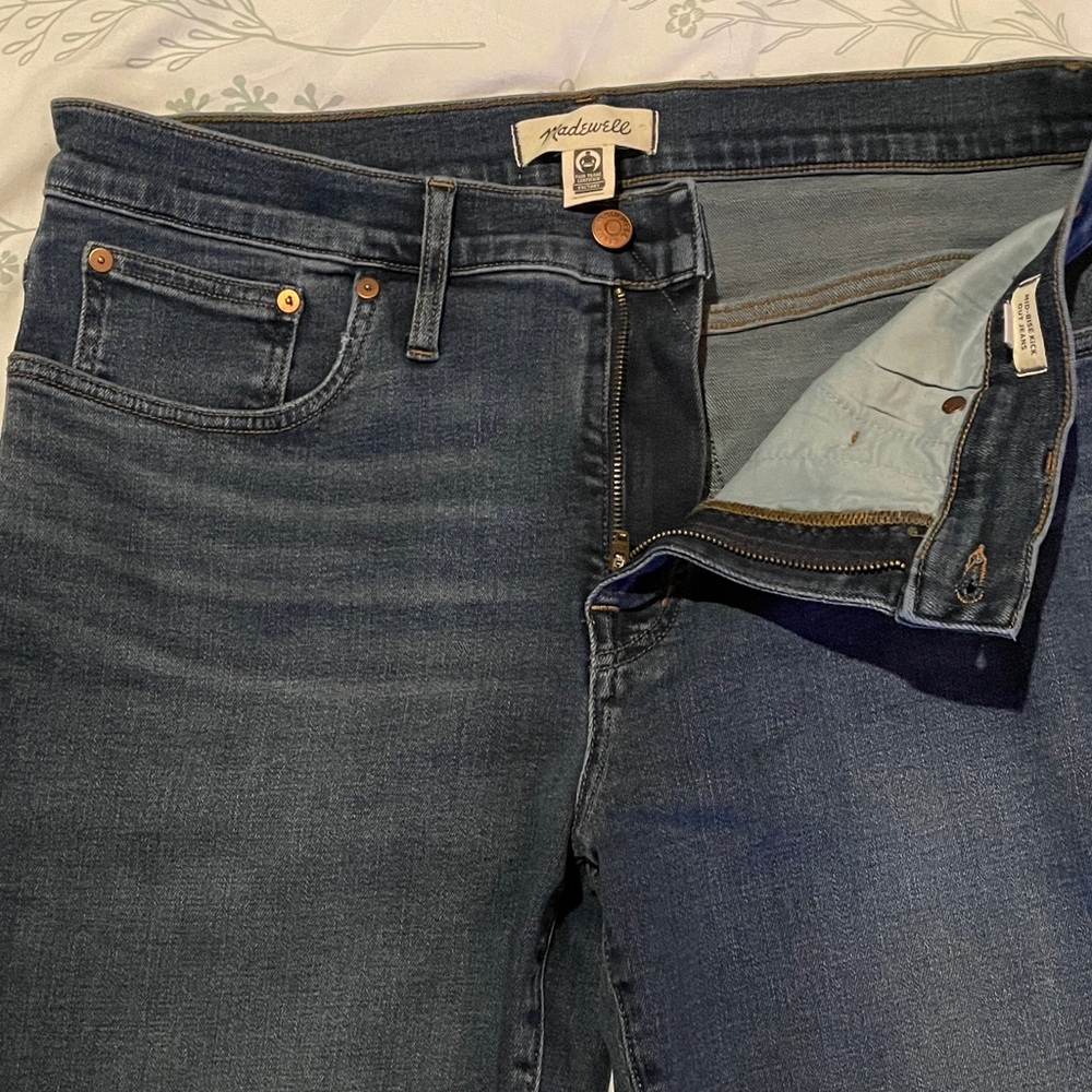 Madewell Dark Blue Mid-rise Kick Out Denim Jeans